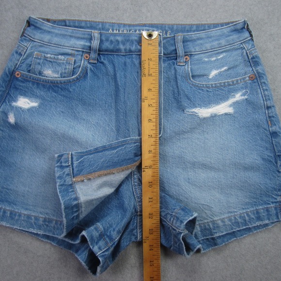 American Eagle Skort Womens Size 8 Blue Button Fly Distressed High Rise Denim - Picture 9 of 14